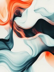 Poster - Abstract swirling patterns with orange, black, and turquoise hues