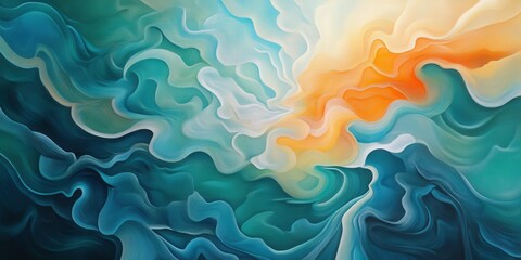 Sticker - Abstract swirling colors depicting a serene ocean wave at sunset