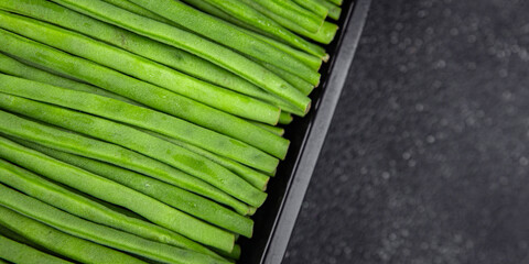 Wall Mural - green beans vegetable fresh string bean fresh meal food snack on the table copy space food background rustic top view 