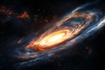 Wall Mural - supermassive black hole is warping fabric of spacetime in outer space. wormhole illustration in univ