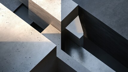 Poster - Abstract Concrete Geometric Shapes with Light and Shadow