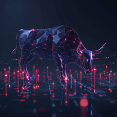 Poster - A cow is standing in a field of lights