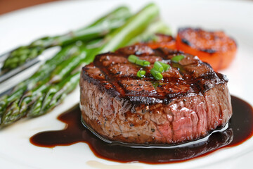 Poster - Balsamic glaze and grilled steak with asparagus