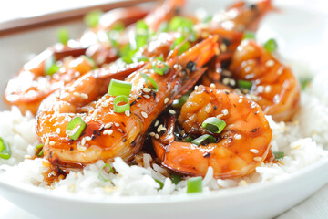 Poster - Teriyaki shrimp, sesame seeds, and green onions