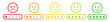© Kingwardobe - Rating emoji set with stars in stroke style for customer feedback and product experience. Five-star rating emoji icon set. Emoji feedback scale with stars line icon. Rating emoji vector collection.