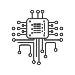 Poster - A line art illustration of a computer processor with connections