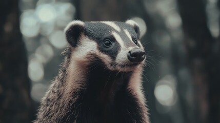 Canvas Print - Close-up of a Badger in the Forest