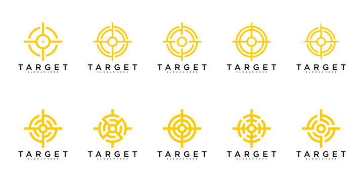 Set of target logo design, abstract and unique target sign. Premium Vecor