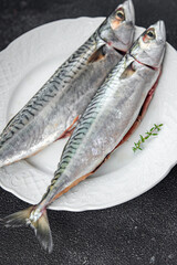 Wall Mural - mackerel fish raw seafood fresh meal food snack on the table copy space food background rustic top view 