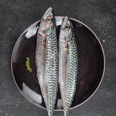 Wall Mural - mackerel fish raw seafood fresh meal food snack on the table copy space food background rustic top view 