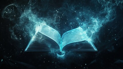 Aufkleber - An Open Book Glowing With Blue Light And Magic