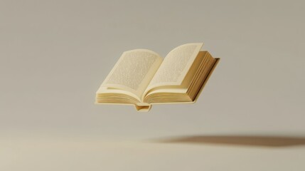 Poster - Open Book Floating in Mid-Air Against a Light Background