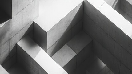 Poster - Geometric Abstract Composition of Concrete Walls