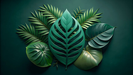 Wall Mural - Tropical palm Leaves summer background