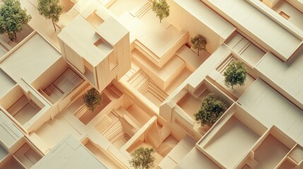 Aufkleber - Architectural Model of a Modern Cityscape with Trees