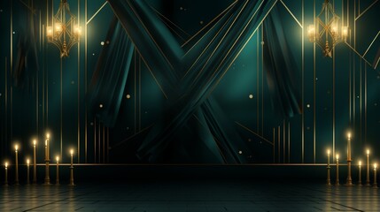 Poster - Luxurious art deco background with golden wall lamps   elegant vector illustration