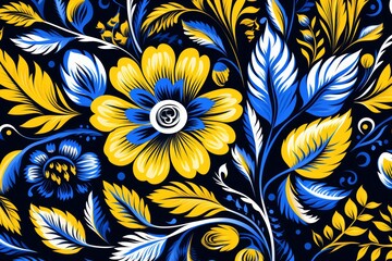 Beautiful ukrainian yellow and blue patterns creating a stunning background design