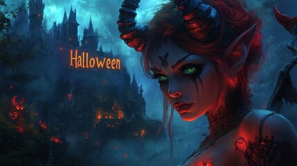 Wall Mural - Demon woman for Halloween