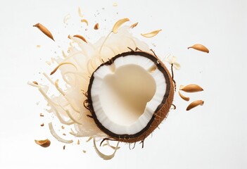 Wall Mural - Isolated Coconut Chips on white Background