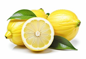 Isolated Fresh Tropical Lemon Slice on white Background