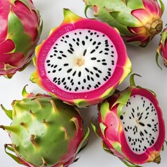 Wall Mural - Ripe and Sweet Dragon Fruit Isolated on white Background