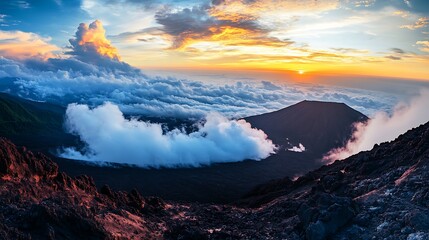 Sticker - Sunrise Over a Mountainous Landscape