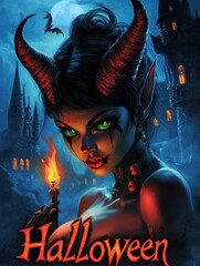 Wall Mural - Demon woman for Halloween