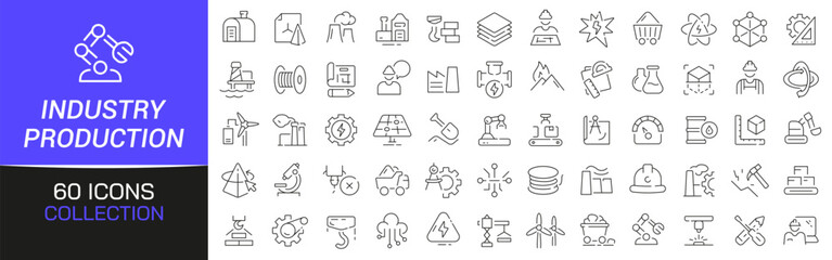 Poster - Industry and production line icons collection. Thin outline icons pack. UI icon collection. Set of line web pictogram