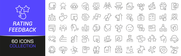 Fototapete - Rating and feedback line icons collection. Thin outline icons pack. UI icon collection. Set of line web pictogram