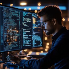 Aufkleber - programmer analyzing code or data scientists visualizing datasets