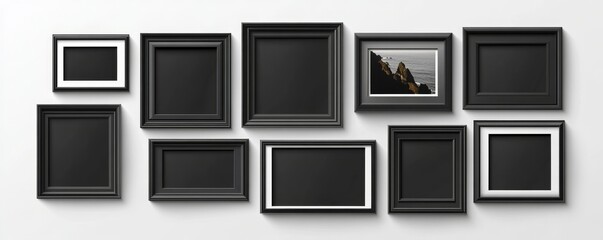 Photo frames collection. Frame for photo and pictures, photo collage. Puzzle mood board, branding presentation template creative  set. Mosaic of, Generative AI