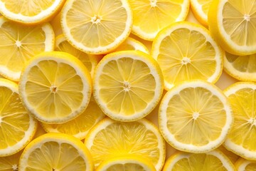 Poster - lemon slices on white background