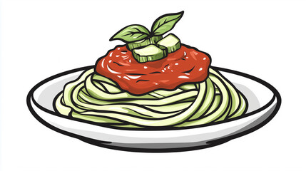 Wall Mural - Plate of zucchini noodles topped with marinara sauce