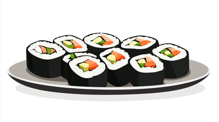 Wall Mural - Serving of raw vegetable sushi rolls arranged on a plate