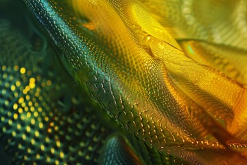 Aufkleber - Abstract representation of color gels textures and depth, close up of lizards face with yellow background