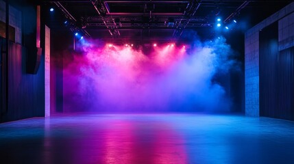 Poster - A stage setting with intense, focused lighting effects that add depth and dimension to the background scene.