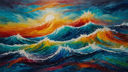 Canvas Print - abstract colorful background with waves