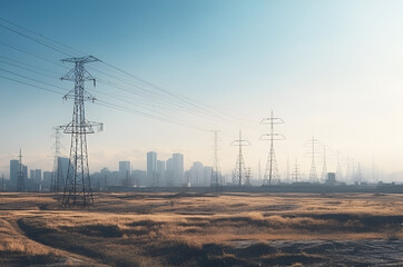 power lines in the morning