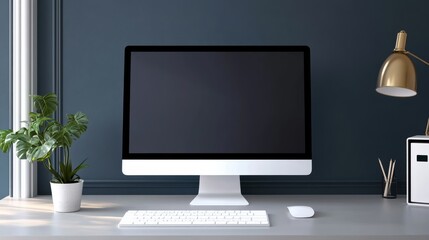 Poster - Computer monitor on sleek desk setup