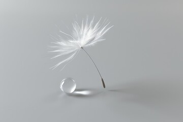 Leinwandbilder - dandelion with single seed blowing in the wind, photorealistic image of single raindrop landing on dandelion seed