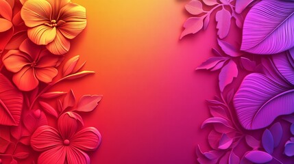 A vibrant floral design featuring colorful flowers and leaves, ideal for backgrounds or decorative purposes.