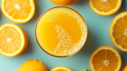 Poster - Freshly squeezed orange juice with sliced citrus fruits