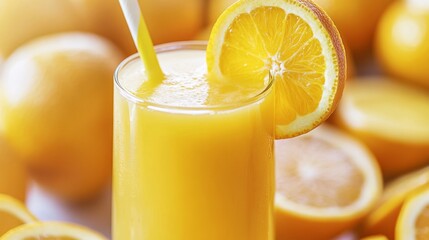 Poster - Freshly squeezed orange juice with sliced citrus fruits