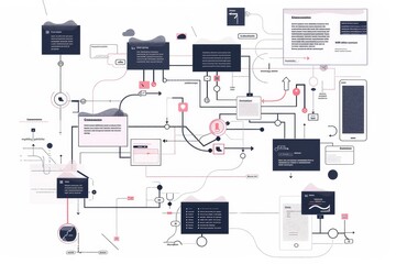 Wall Mural - computer monitor sitting on top of desk, task analysis identifies user workflow steps