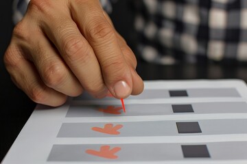 Leinwandbilder - man typing on laptop computer, usability survey collects user preferences