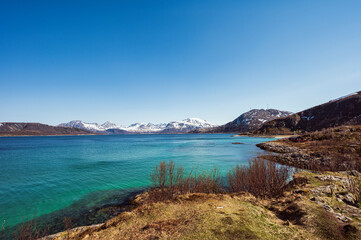 Canvas Print - nature sceneries inside the island of Sommaroy,  Tromso municipality, Norway