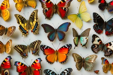 Aufkleber - bunch of butterflies flying around blue sky, variety of colorful butterflies with transparent background