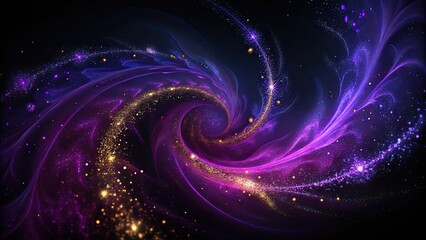 Sticker - A swirling galaxy of purple and gold stars in a cosmic scene.