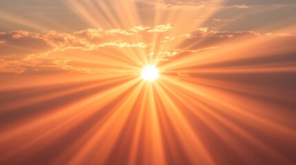 Aufkleber - Soft sun rays cascading through a serene sunset sky, creating a peaceful and ethereal atmosphere,