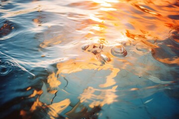 Poster - Golden Reflections on Water Surface: A Tranquil Scene